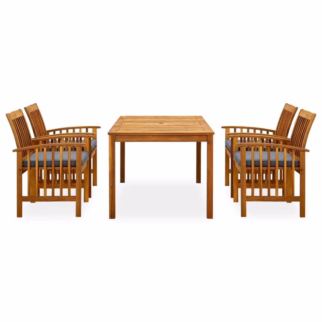 vidaXL Set da pranzo da giardino 5 pezzi con cuscini in legno massiccio di acacia