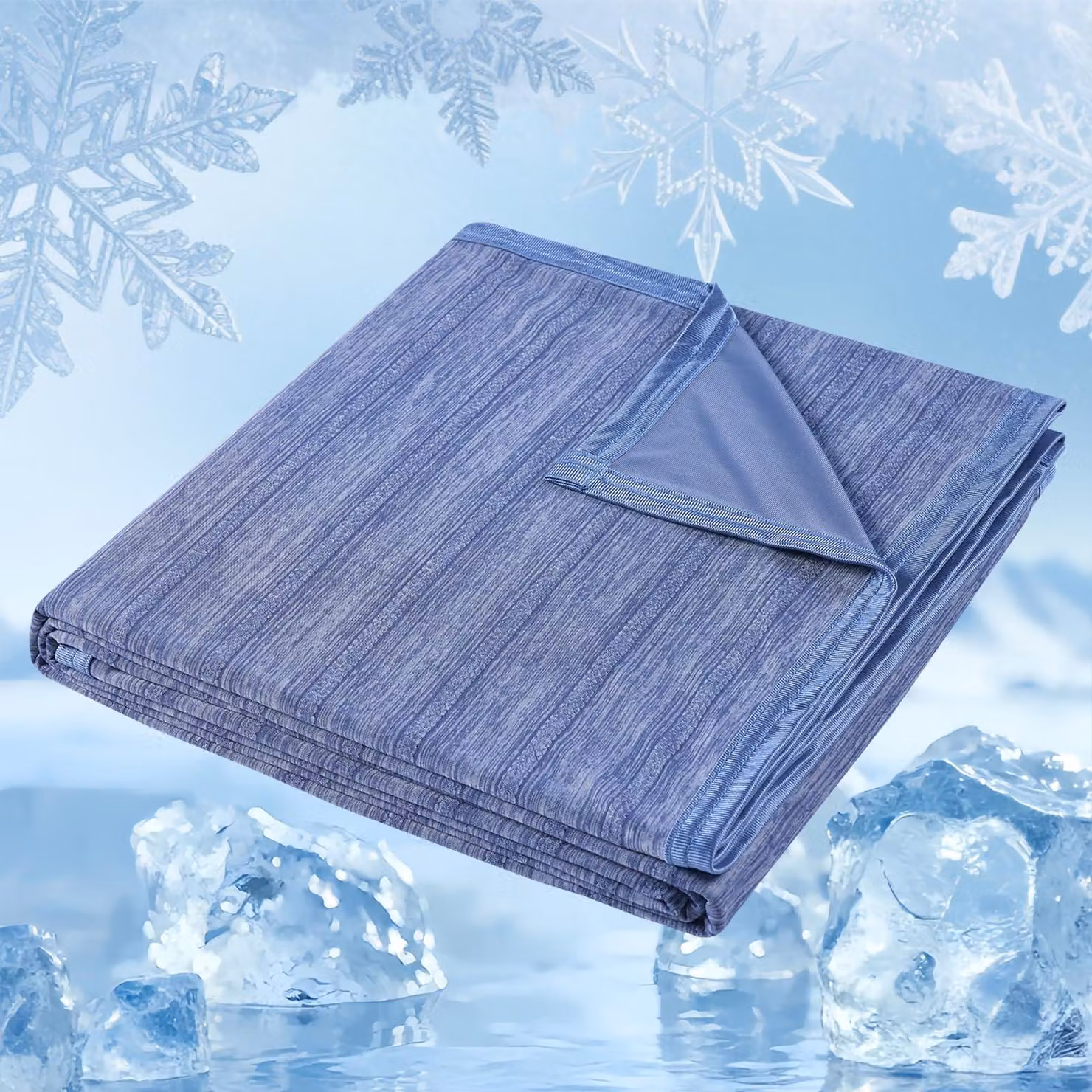 Coperta refrigerante 150x200 cm, con effetto refrigerante su entrambi i lati, traspirante, colore blu