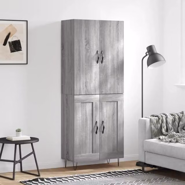 Credenza-Buffet-Armadio da cucina Grigio Sonoma 69,5x34x180 cm in Legno Multistrato 855886