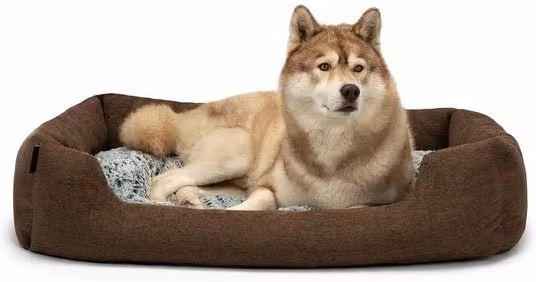 Letto per cani e gatti LIONTO con cuscino morbido invertibile e design a trama, marrone, L: 110 cm, P: 80 cm