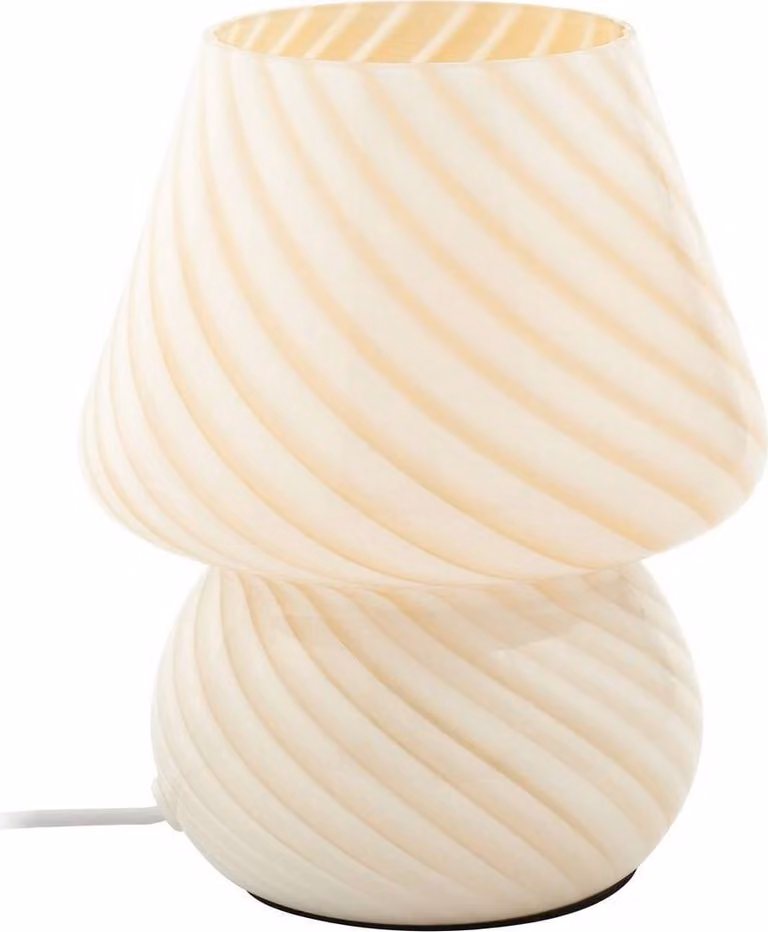 Lampada da tavolo Lindby Andriana, giallo/bianco, vetro, Ø 15 cm