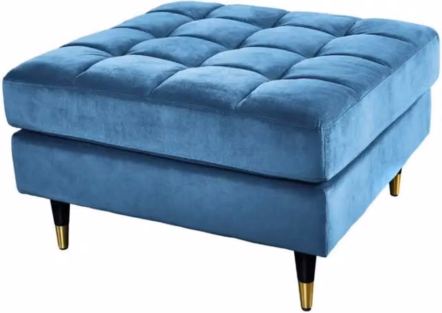 Pouf KOLIRI turchese blu – design quadrato in velluto