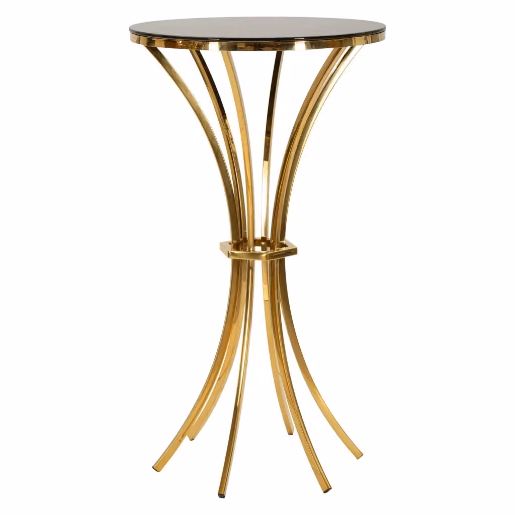 Tavolino da salotto rotondo Datasiri in vetro trasparente e metallo oro L: 108 cm, P: 108 cm, H: 60 cm – 2