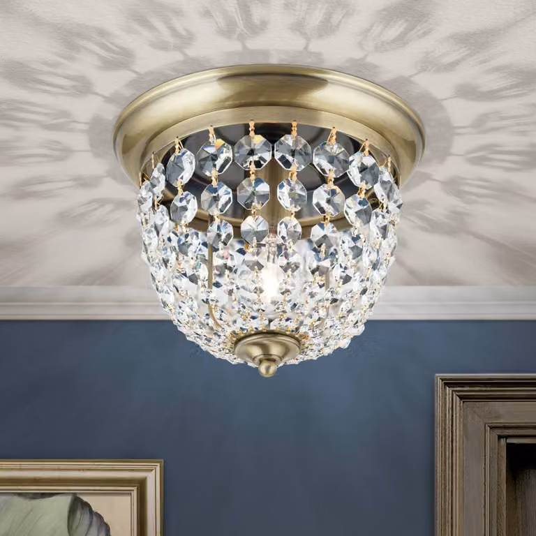 ORION Plafoniera in cristallo Plafond, dimmerabile, Bronzo / Ottone antico, Soggiorno / Sala da pranzo, Metallo, Plafoniera