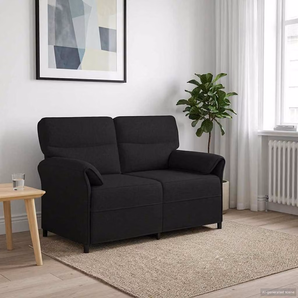 Divano moderno vidaXL rivestito in tessuto con struttura in metallo, colore antracite e nero