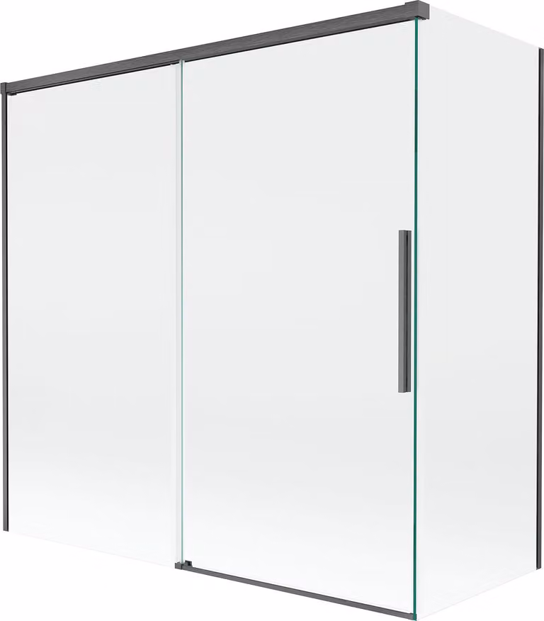 Mexen Rox parete doccia a due ante scorrevole 160 + 80 x 150 cm, trasparente, grigio canna di fucile spazzolato