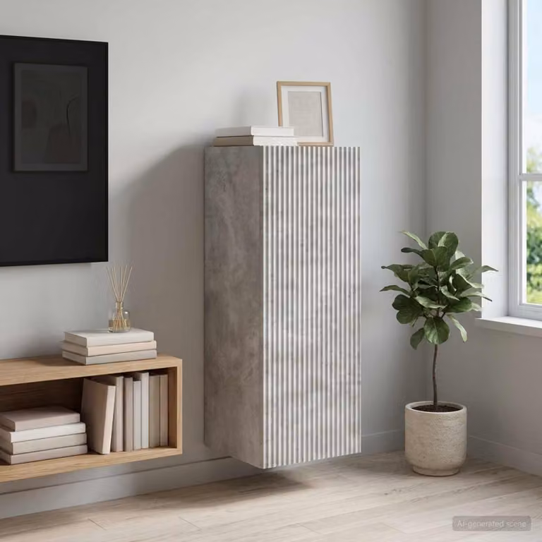 Mobiletto a muro vidaXL in legno grigio opaco con ante e ripiani interni, L/P/H: 33 x 34,5 x 90 cm