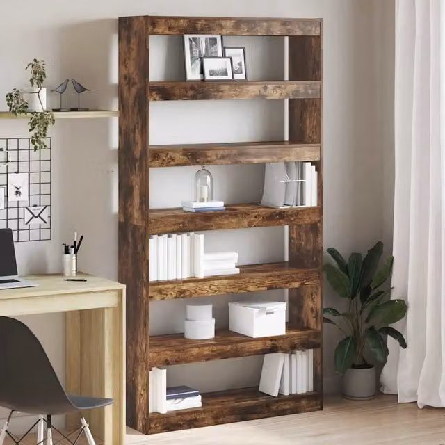 Armadio per Libri 6 livelli 100 x 30 x 198 cm Rovere fumé 3333928