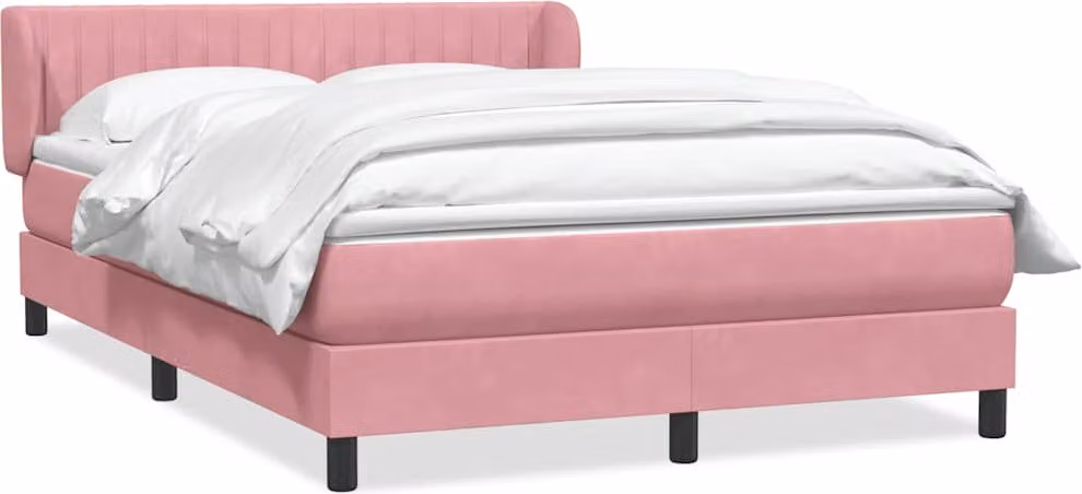 Giroletto a Molle con Materasso Rosa 160x210 cm in Velluto