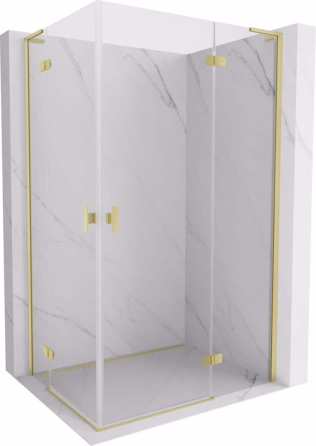 Mexen Mist-H L Duo cabina doccia a battente destra 75 x 90 cm, trasparente, oro spazzolato - 8A5L-075L-090P-55-00