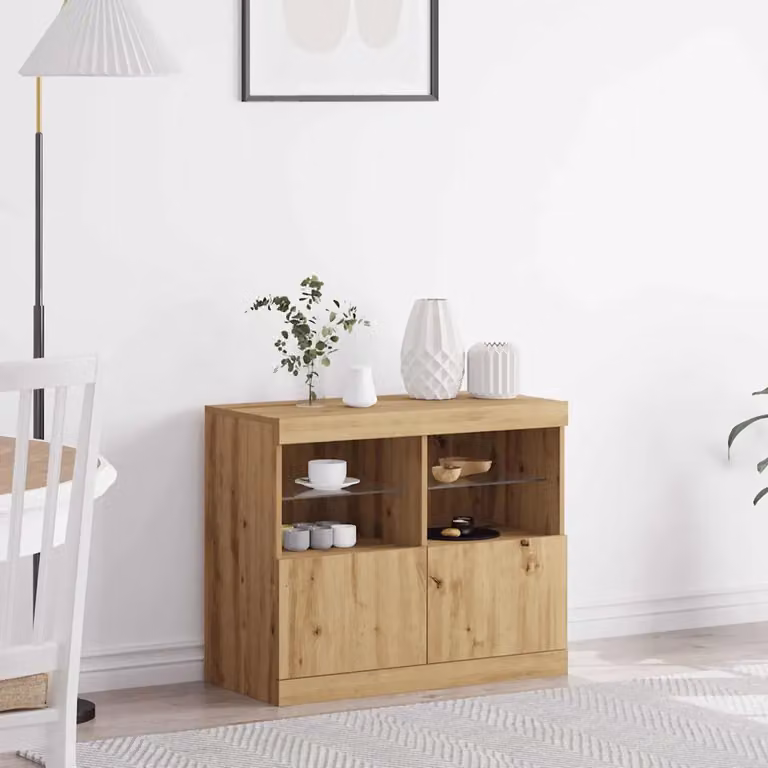 Madia moderna vidaXL in legno ingegnerizzato marrone con illuminazione LED integrata L/P/H: 81 x 37 x 66,5 cm