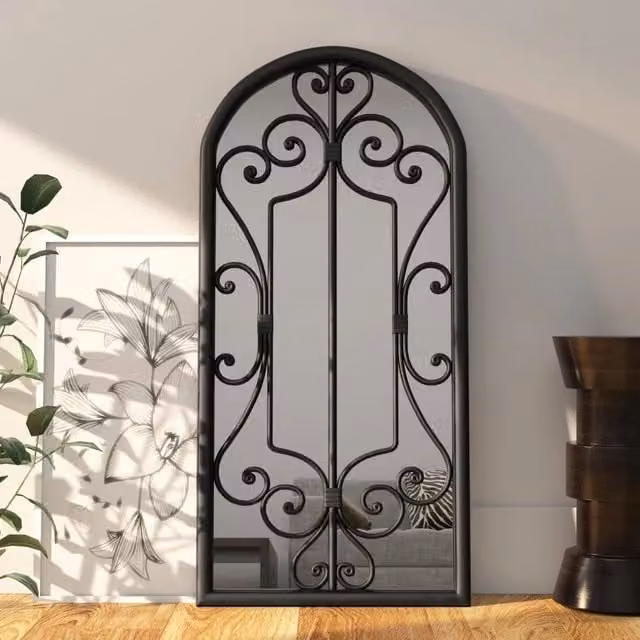 Specchio rettangolare vidaXL in metallo e vetro nero per uso interno L: 100 cm, H: 45 cm