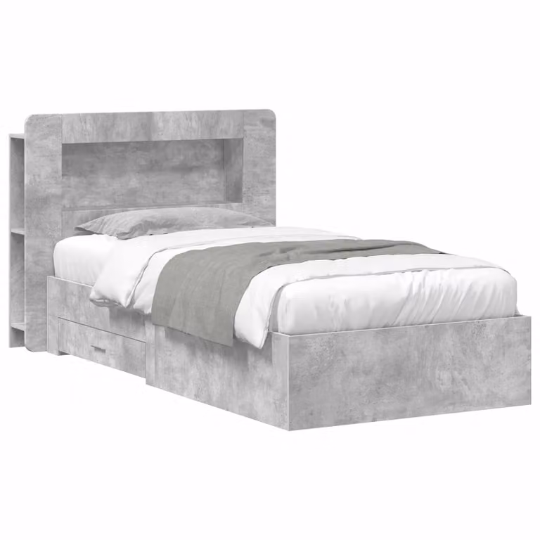 vidaXL Telaio del letto moderno con cassetti in legno MDF Grigio, L 190 x P 140 x H 93,5 cm