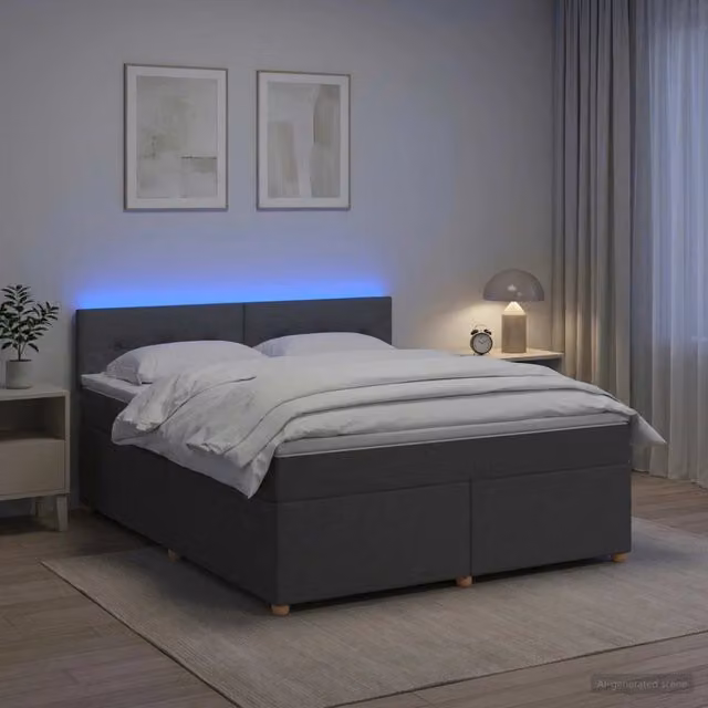 Letto box spring ibrido vidaXL con materasso a molle insacchettate e base contenitore, colore grigio, L/P: 160 x 200 cm