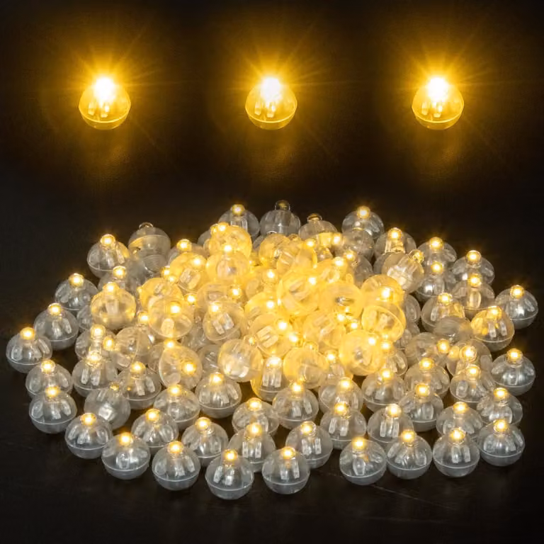 120 mini luci a LED a forma di palloncino, bianco caldo, lampeggianti, rotonde