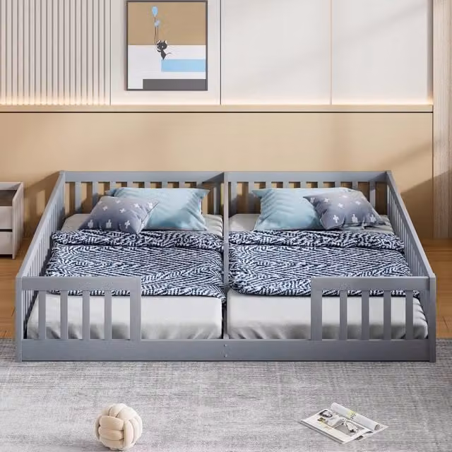 Letto a pannelli 90x200 - Xylo - Grigio con sponda