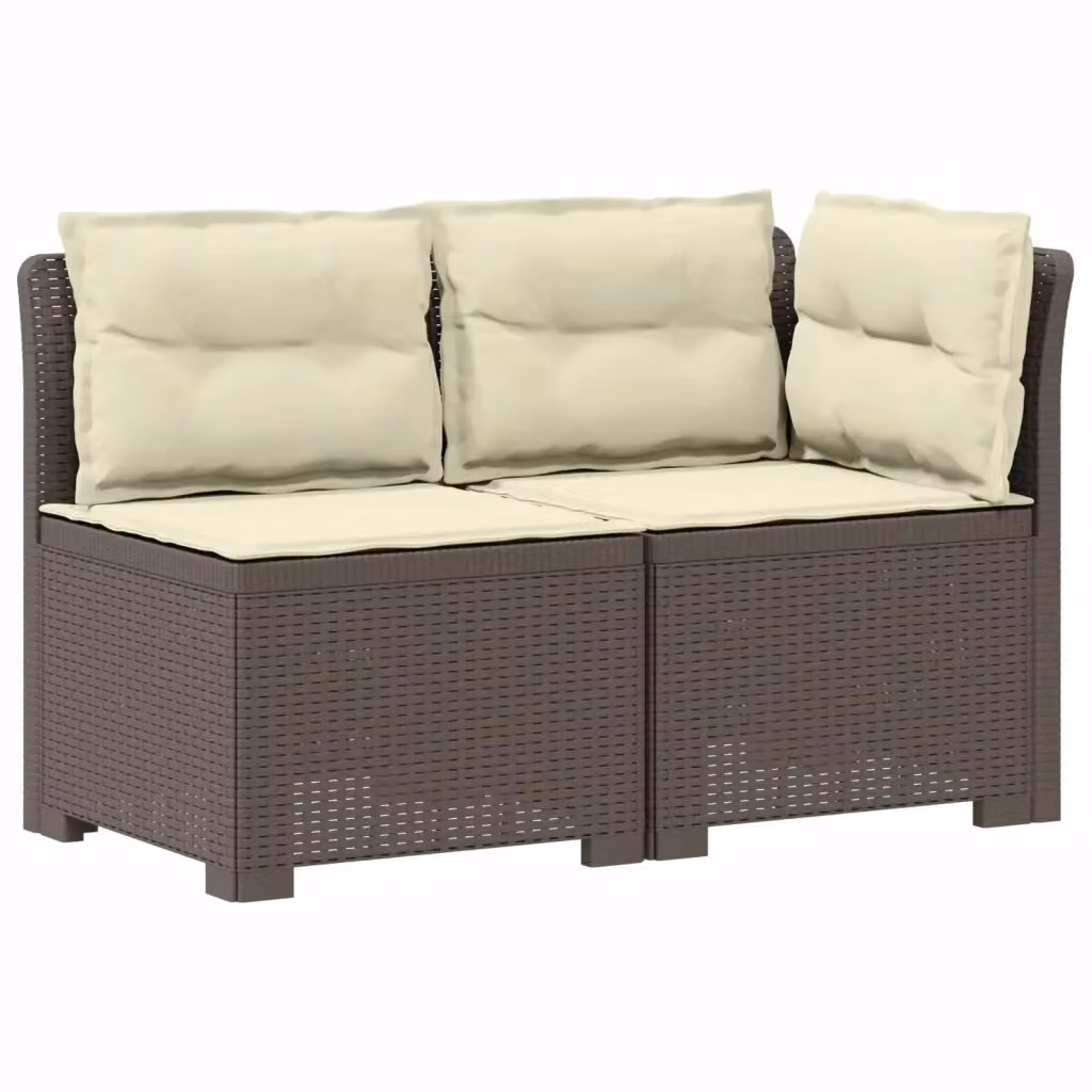Divano da giardino a 2 posti vidaXL con cuscini in tessuto beige e grigio resistente alle intemperie e ai raggi UV – 2