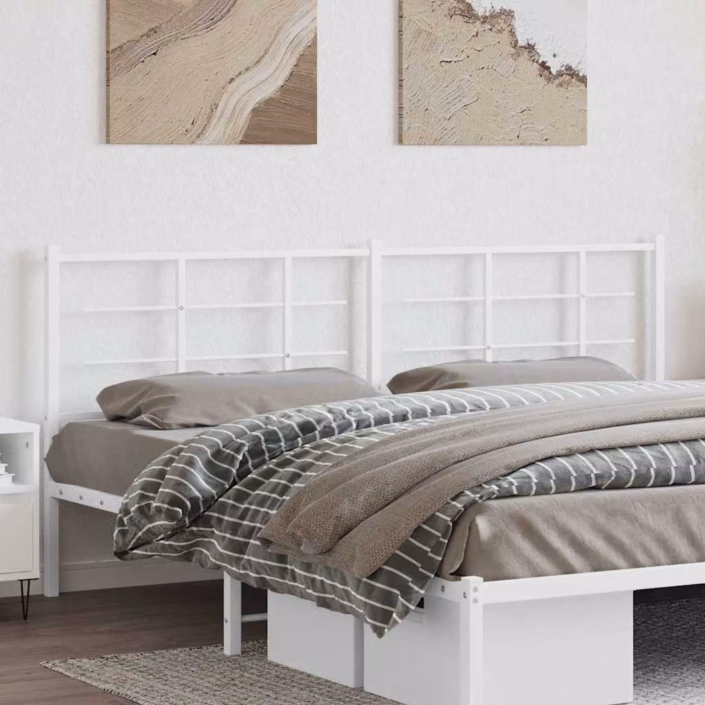 Testiera di ricambio vidaXL in metallo bianco laccato, L: 206 cm, H: 90 cm
