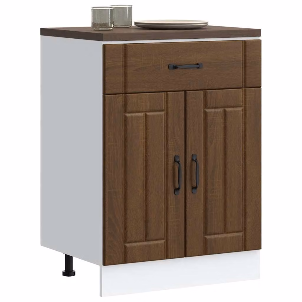 vidaXL Base da cucina Lucca moderna in legno multistrato e MDF, colore marrone, L: 60,0 cm, P: 46,0 cm, H: 81,5 cm