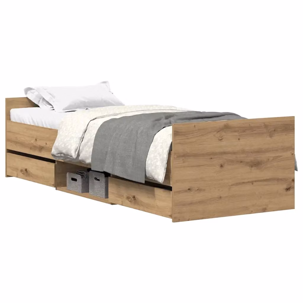 Giroletto vidaXL in legno massello di rovere e pino con doghe piatte, colore marrone, L/P/H: 90 x 190 cm – 2