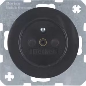 Berker 6765762045 Presa con polo di terra, nera lucida, Berker R.1/R.3