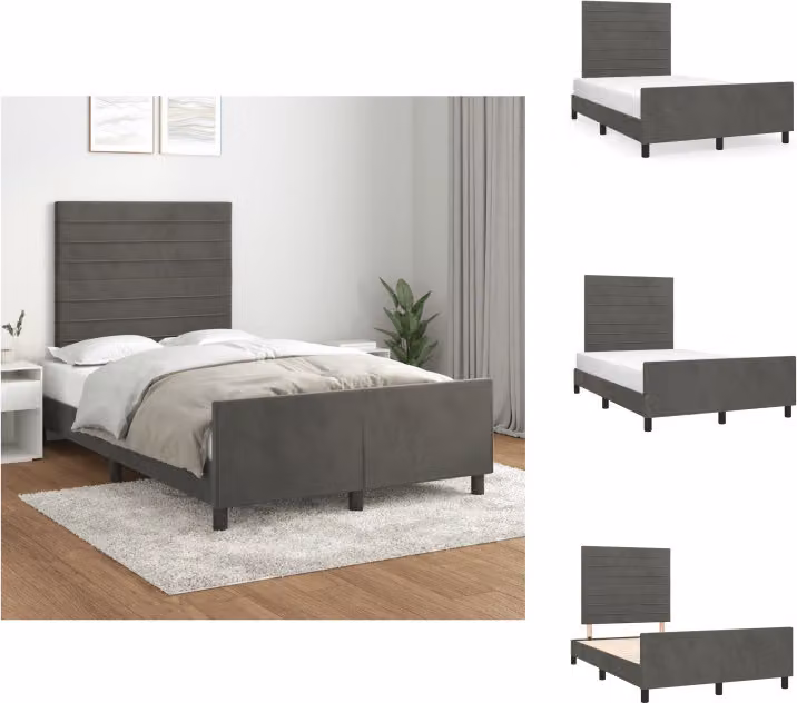 vidaXL Letto con testiera in velluto grigio scuro 120x200 cm - Letti & Reti