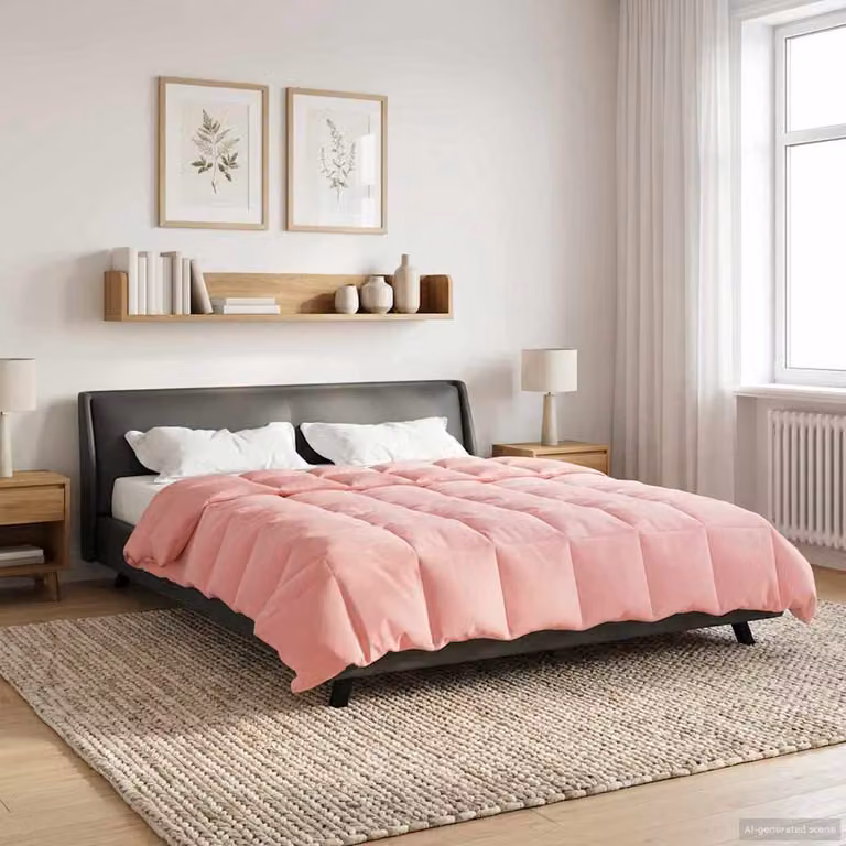 Piumone Completo Annuale 4 Stagioni vidaXL in Microfibra Rosa L 220 x P 260 cm