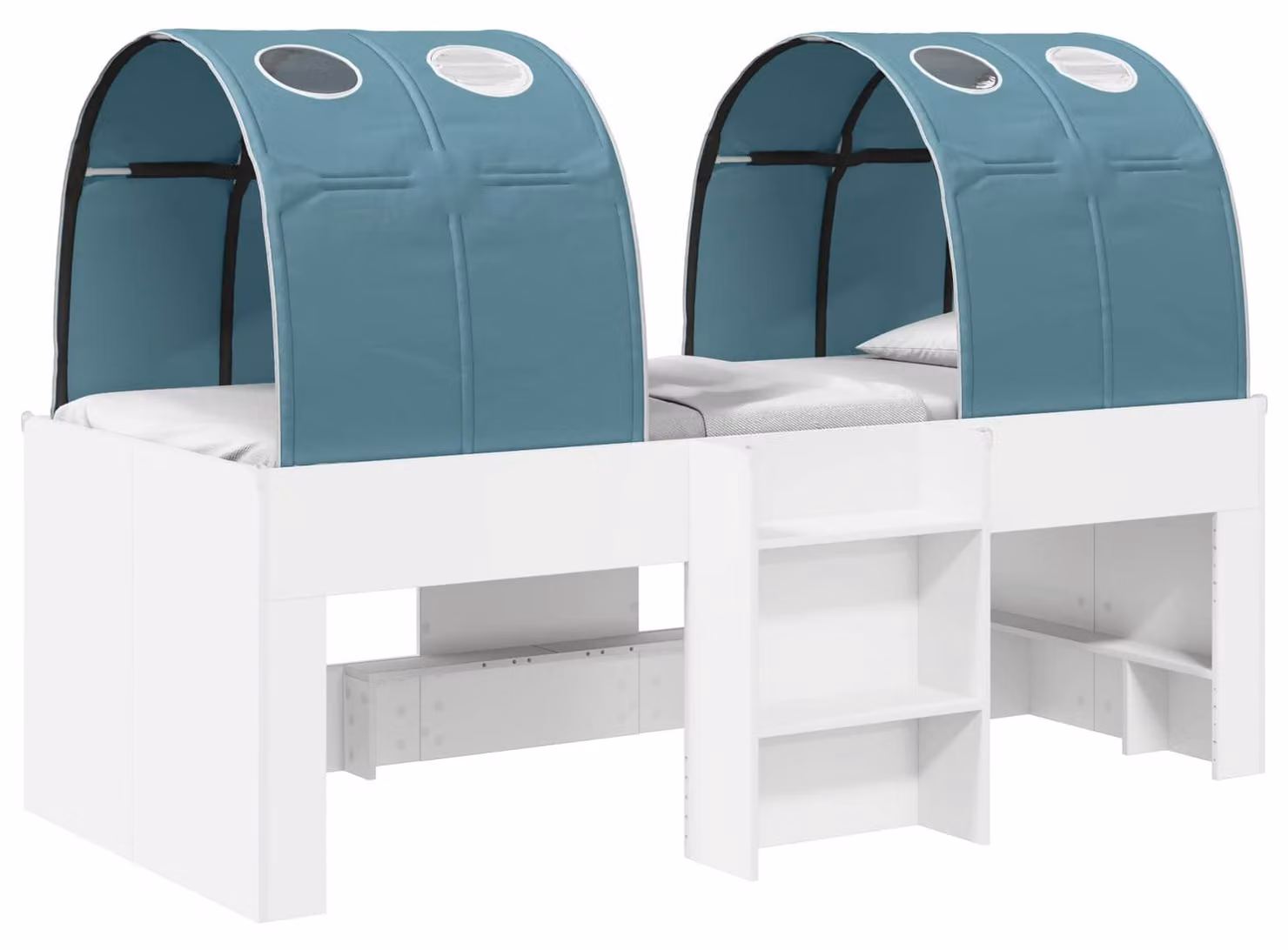 Letto con Tunnel 4 pcs Bianco e azzurro Legno ingegnerizzato