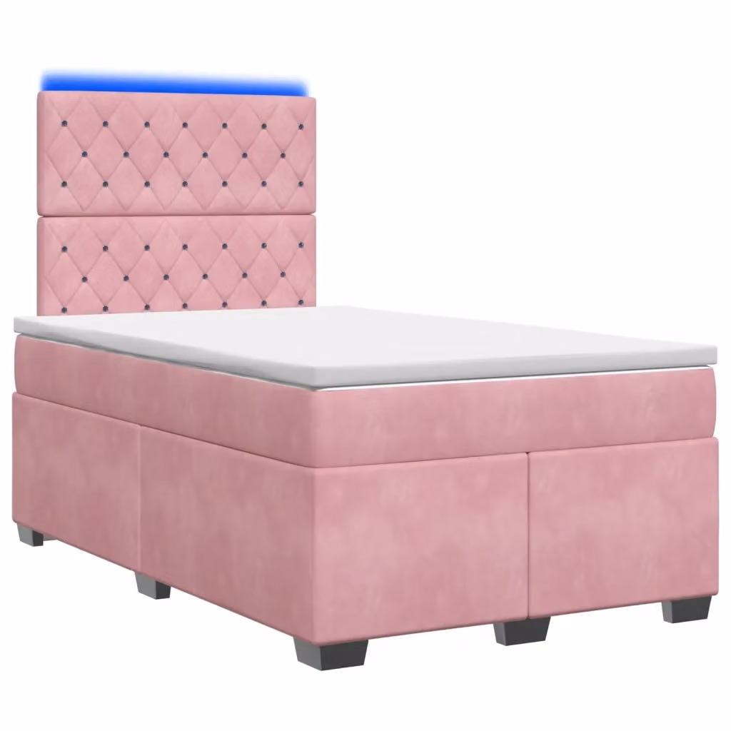 Letto box spring ibrido vidaXL in velluto rosa con materasso a molle insacchettate e base contenitore, L/P: 120 x 200 cm – 2