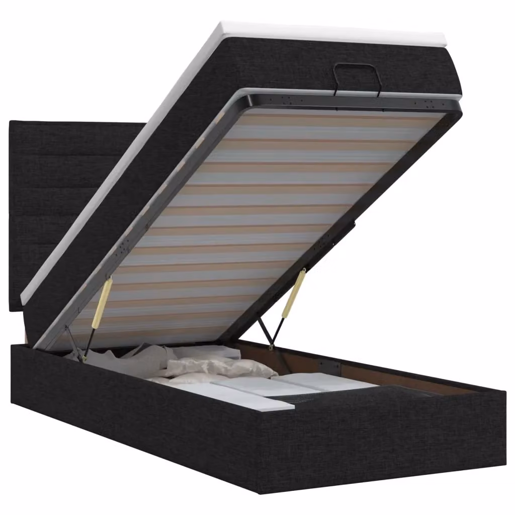 Letto ottomano con materasso vidaXL nero in tessuto con base a sollevamento L/P/H: 200 x 80 x 140 cm – 2