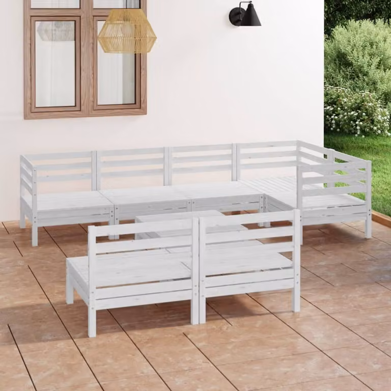 Maison Exclusive - Set Salotto da Giardino 8 pz in Legno Massello di Pino Bianco