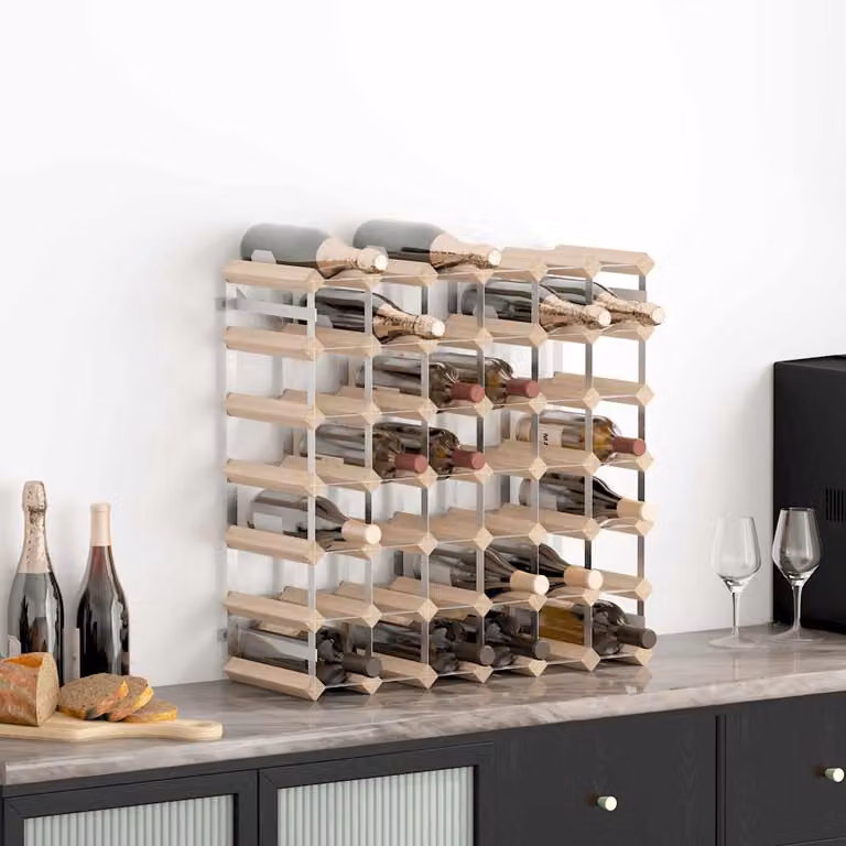 vidaXL Portavini da 42 Bottiglie in Legno di Pino e Metallo, Stile Rustico, Marrone e Beige