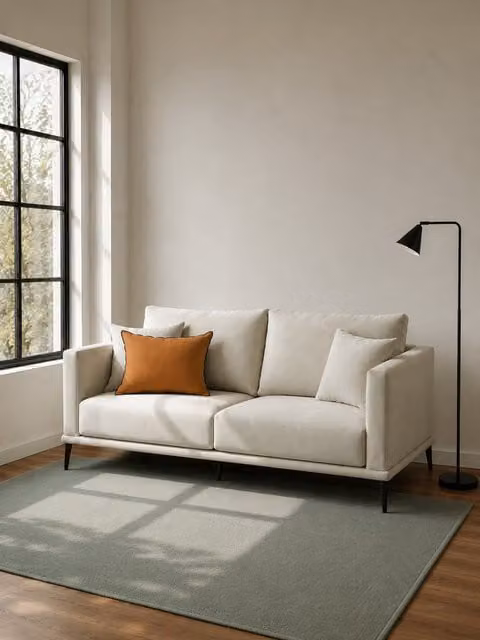 Divano 3,5 posti Praia Kenay Home colore perla con coperture rimovibili e cuscini inclusi, design moderno lineare per soggiorno, L: 236,0 cm, P: 87,0 cm