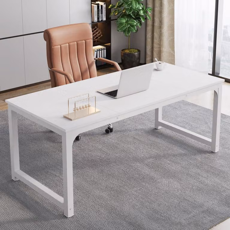 Scrivania, tavolo per computer, bianco, 160 x 80 x 75 cm, scrivania per l'ufficio domestico