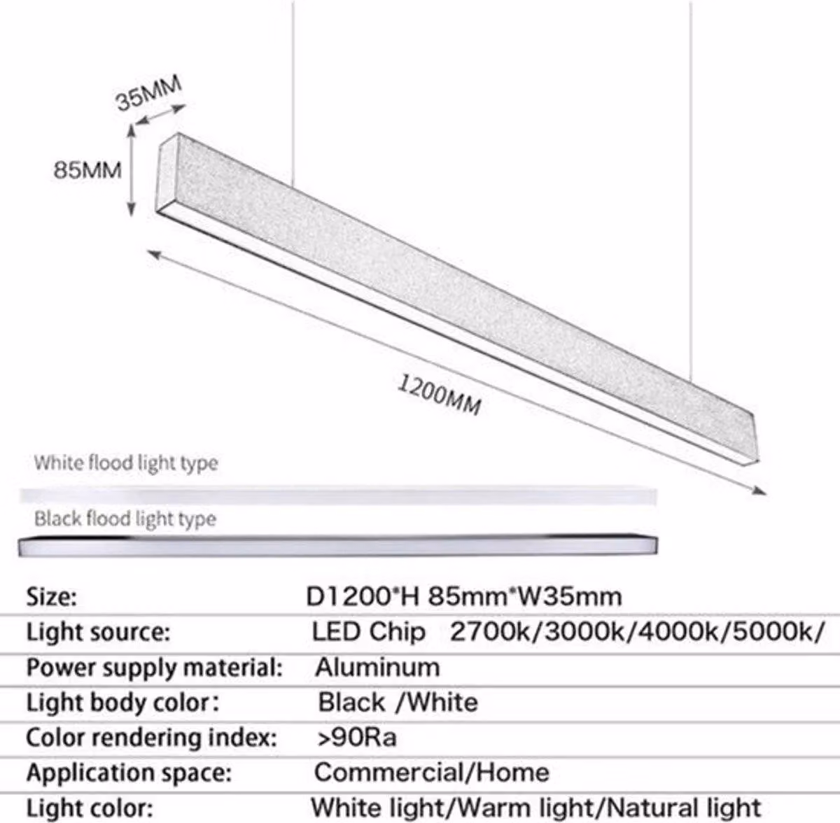 Lampada a sospensione a LED, 36W - Luce bianca naturale - Illuminazione interna moderna in metallo - Dimmerabile