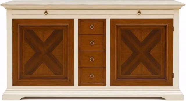 Madia credenza Mobili 2G con 2 ante e 6 cassetti in legno avorio e noce L: 210 cm, P: 53 cm, H: 115 cm – 3