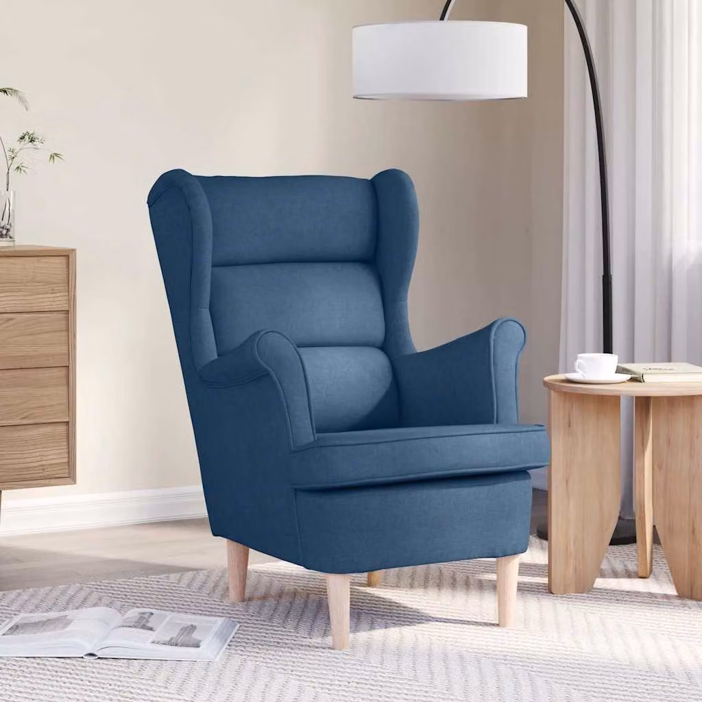 Poltrona moderna vidaXL in tessuto blu con braccioli e imbottitura in schiuma, L: 74 cm, P: 84 cm, H: 100 cm