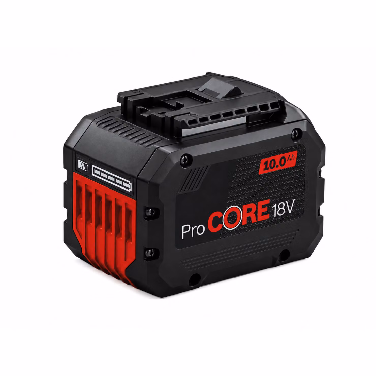 Batteria agli ioni di litio da 10Ah e 18V, compatibile con gli utensili Bosch Professional da 18V, con una capacità di 180Wh. Batteria di ricambio con indicatore di livello di carica