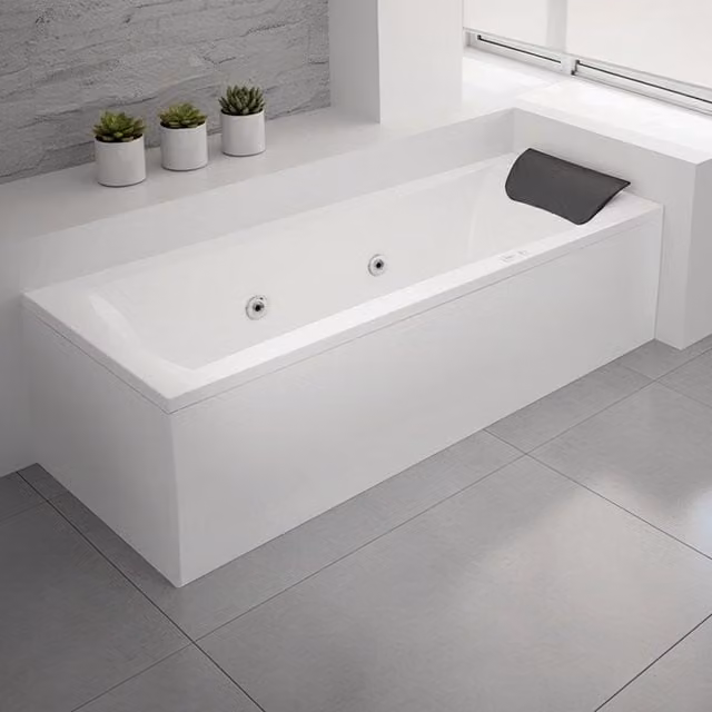 Vasca da bagno idromassaggio Novellini con 6 jet e cuscino antibatterico Ypsilon, bianco lucido, L: 160 cm, P: 70 cm, H: 58 cm – 1