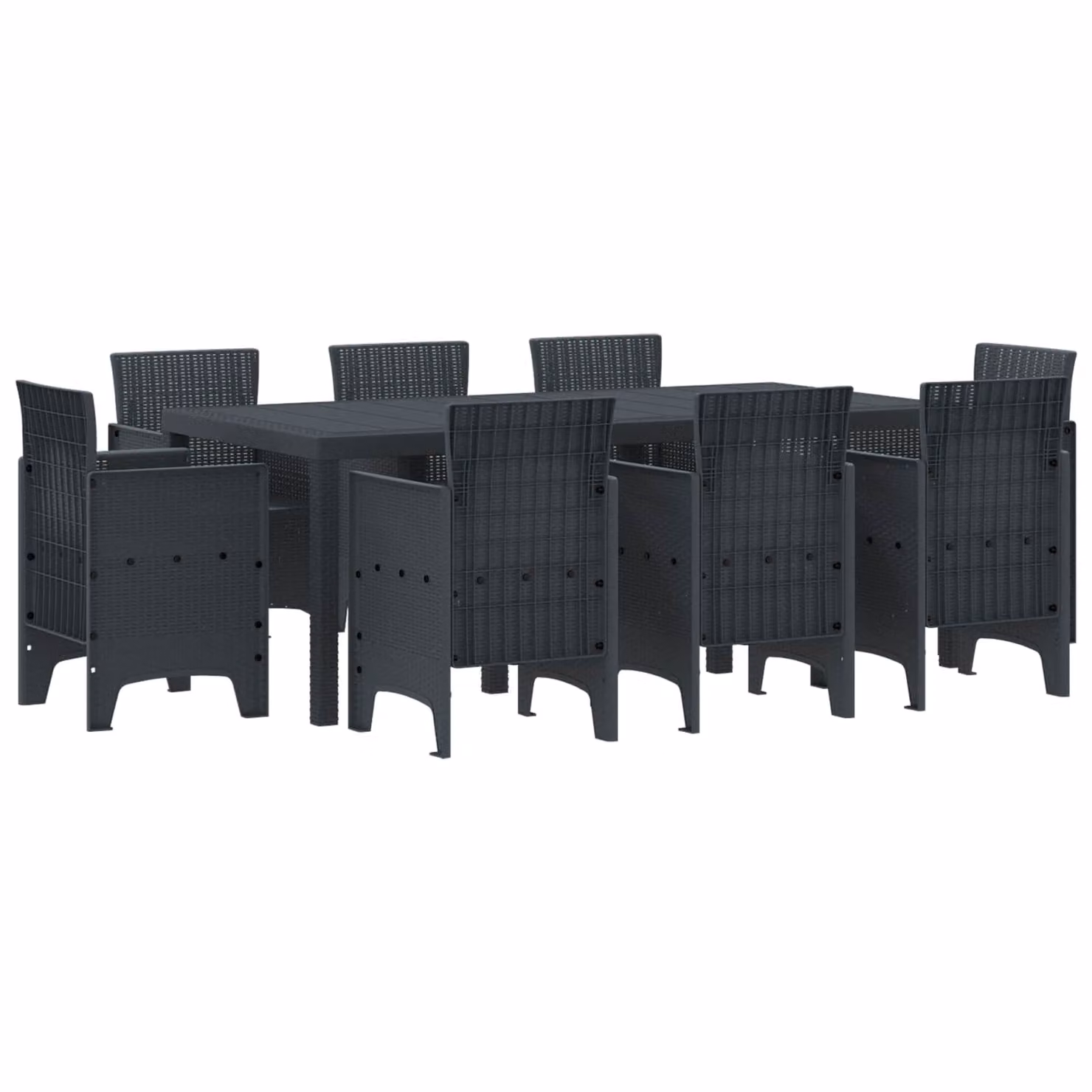 vidaXL Set da Pranzo per Giardino e Terrazzo 9 pz in Polipropilene Antracite – 2