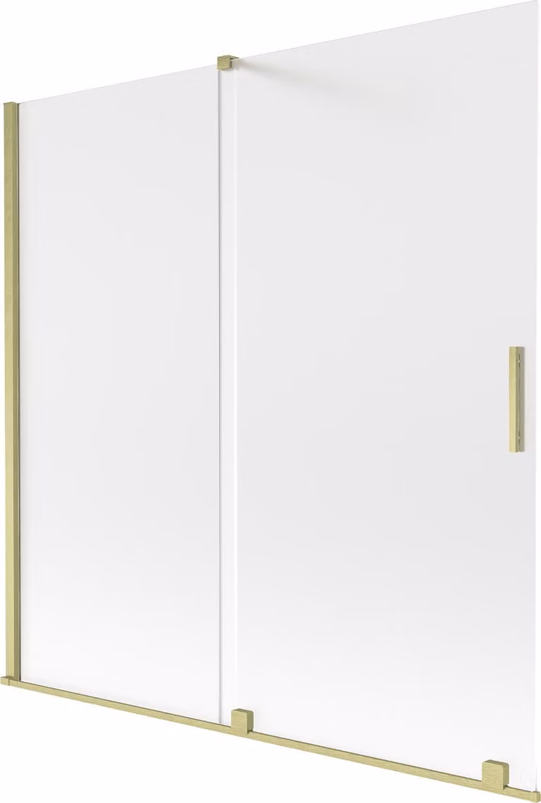 Mexen Velar paratia per vasca da bagno a 2 ante scorrevoli 160 x 150 cm, brina, oro spazzolato - 896-160-000-31-55