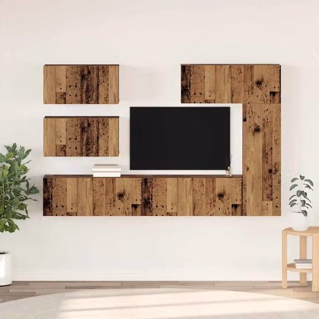 Set di 6 mobili TV moderni vidaXL in legno color marrone per soggiorno