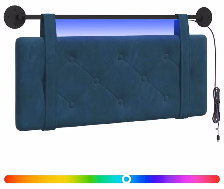 Testiera sospesa Con luce LED Blu Velluto