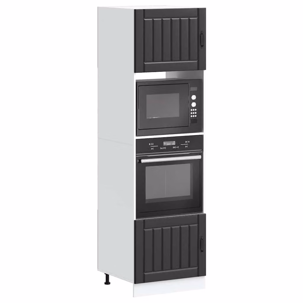 Set di 2 armadi per forno vidaXL Lucca neri in legno multistrato e MDF con ante a battente