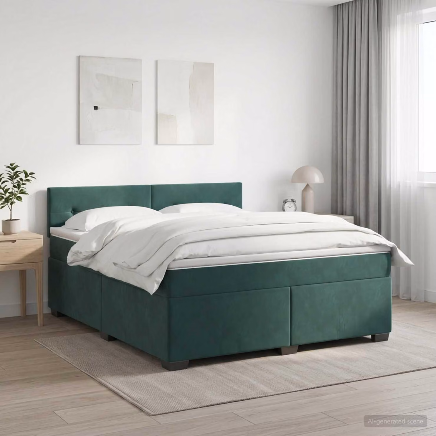 Maison Exclusive - Letto boxspring con materasso verde scuro 140 x 200 cm in velluto