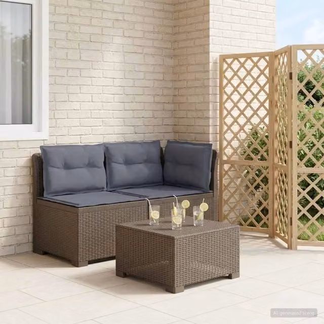 Divano da Giardino a 2 Posti con Cuscini Aspetto Rattan 2 posto 8011955
