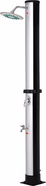 Doccia da giardino solare Monzana con rubinetto lavapiedi, colore nero – 1