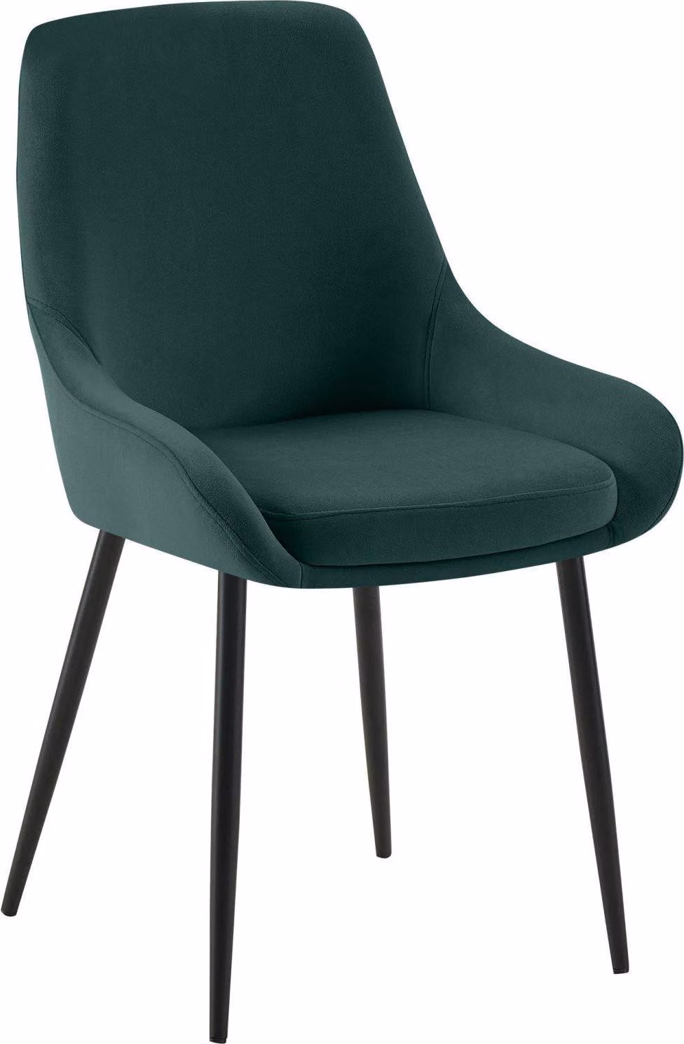 Sedia da pranzo, sedia da sala da pranzo, ampio comfort, struttura in metallo - rivestimento in velluto | Colore: verde | Materiale del telaio: metallo nero opaco