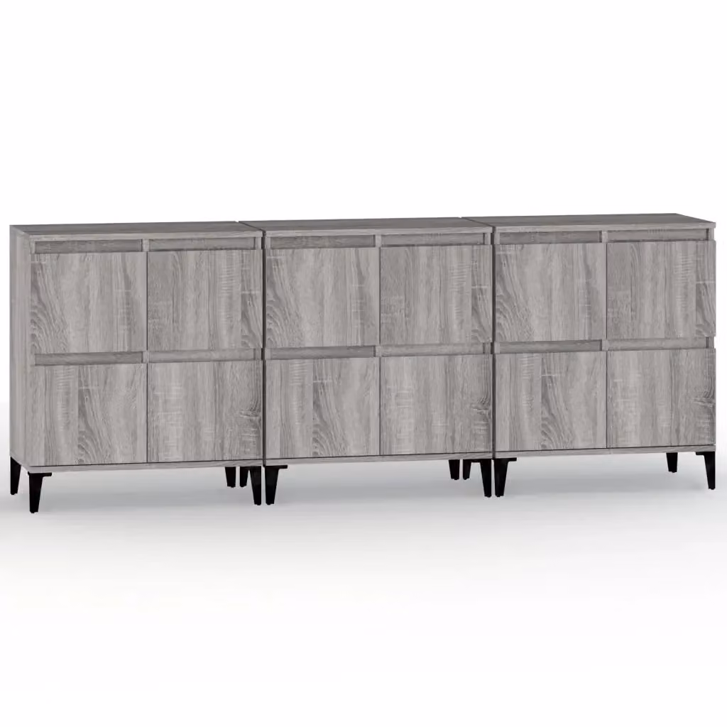 Set di 3 credenze da parete vidaXL in legno e metallo, colore grigio, L: 60 cm, P: 35 cm, H: 70 cm – 2