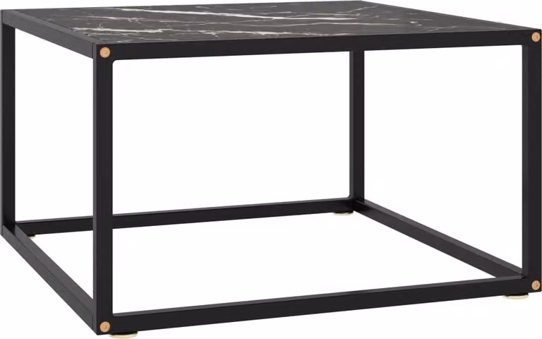 Maison Exclusive - Tavolino nero con piano in vetro nero effetto marmo 60x60x35